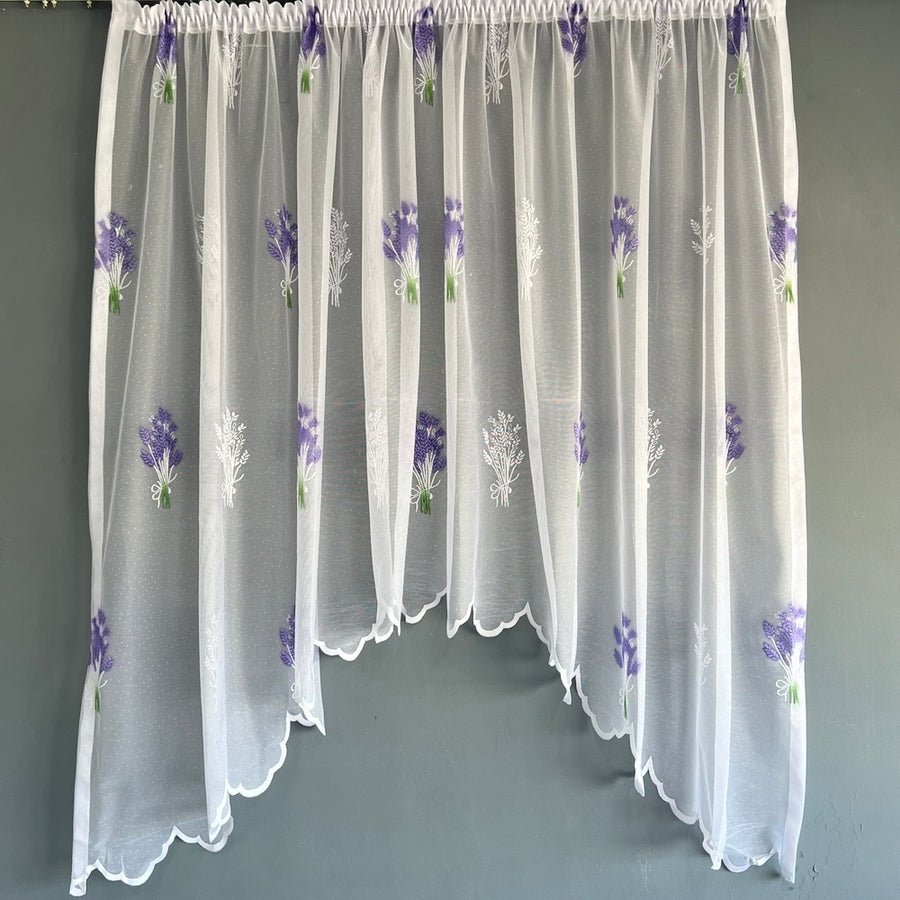 Perdea cu arcada pentru Bucatarie Model Lavanda  - Prindere cu Rejansa (1 Bucata)