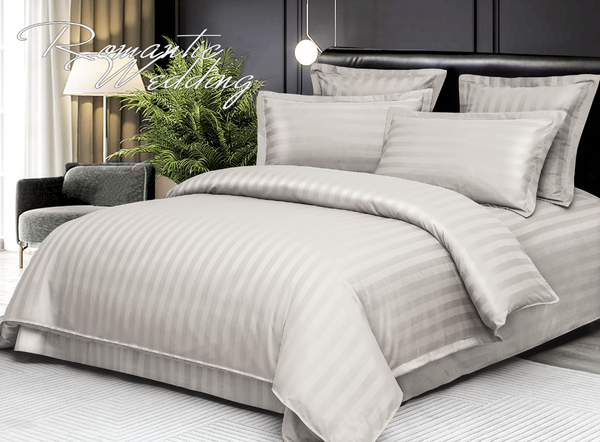 Set Lenjerii de Pat pentru Hotel Dublu Bumbac Finet Crem - 6 Piese