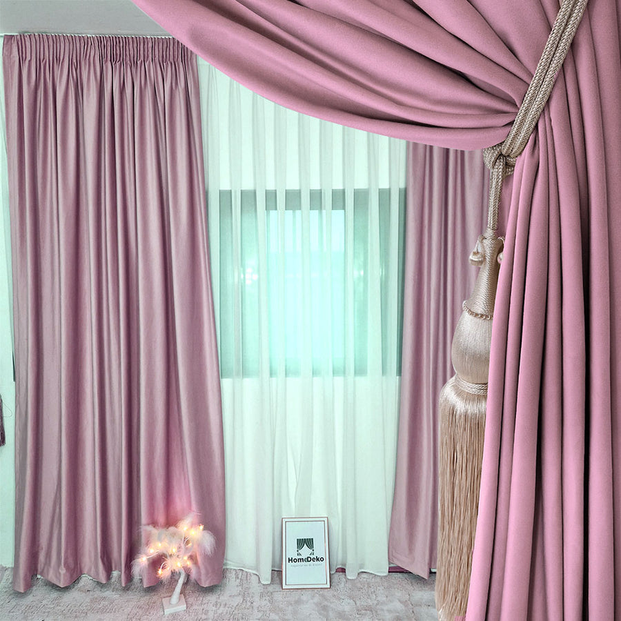 Draperie Royal Velvet Blackout 90% Roz -cu Rejansa 10cm(1 Bucata)