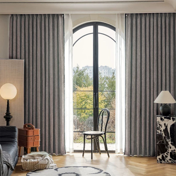 Draperie Premium Sakura Texturata 95% Blackout Gri Inchis - cu Rejansa 10cm (1 Buc)