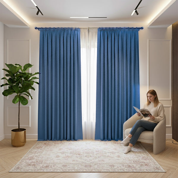 Draperie cu Fibra In Marissa 70% Opacitate Albastru