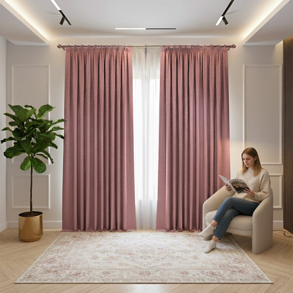 Draperie cu Fibra In Marissa 70% Opacitate Roz Prafuit