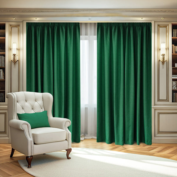 Draperie Rustic Blackout 90% Verde- Prindere cu Rejansa (1 Bucata)