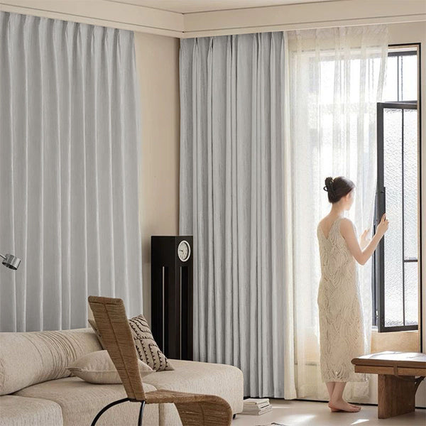 Draperie Texturata Pearly Velvet Blackout 90% Gri - cu Rejansa 10cm(1 Buc)