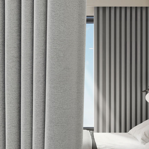 Draperie Nara Textura In 95% Blackout Gri Deschis- cu Rejansa (1 Buc)