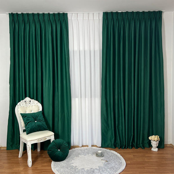 Draperie de Stofa Shine cu textura groasa  95% Blackout Verde- Prindere cu Rejansa(1 Bucata)