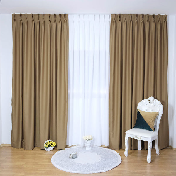 Draperie de Stofa Shine cu textura groasa 99% Blackout Bej - cu Rejansa 10cm(1 Buc)