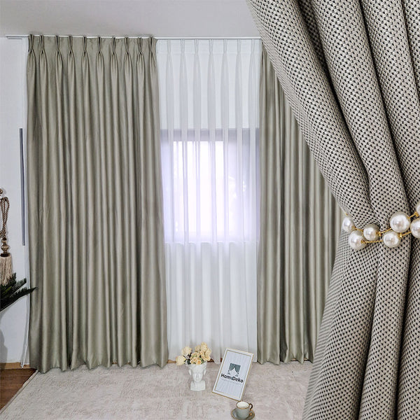 Draperie Luxury Blackout 80% Crem Gri - Prindere cu Rejansa (1 Bucata)