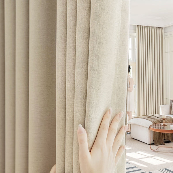 Draperie Nara Textura In 90% Blackout Ivory- cu Rejansa (1 Buc)