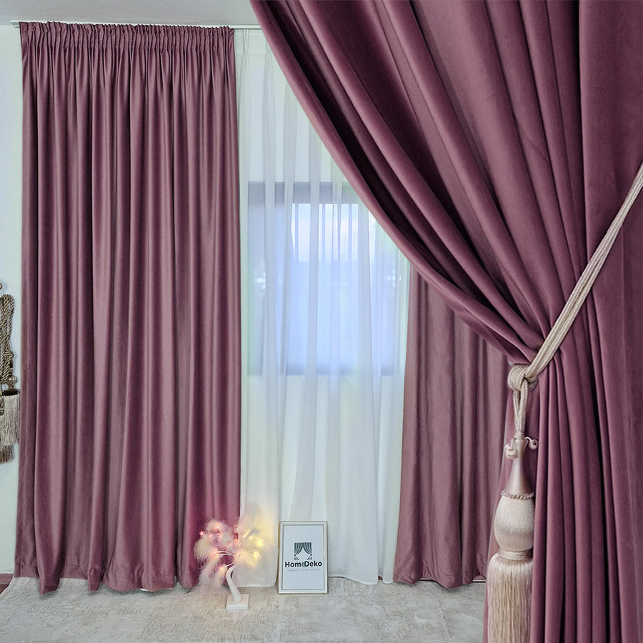 Draperie Royal Velvet Blackout 90% Roz Prafuit -cu Rejansa 10cm(1 Bucata)