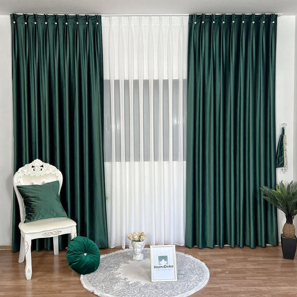 Draperie de Catifea Texturata Lux Blackout 80% Verde Vintage-cu Rejansa (1 Bucata)