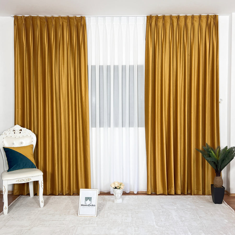 Draperie de Catifea Blackout 80% Mustar -cu Rejansa (1 Buc)