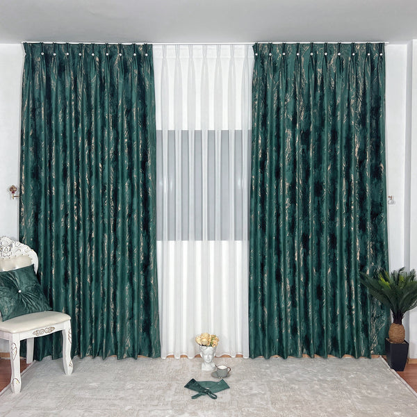 Draperie Luxury Velvet Blackout 80 % Verde Inchis -cu Rejansa (1 Bucata)