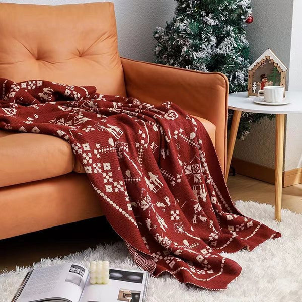 Pătură decorativă rosie cu imprimeu traditional