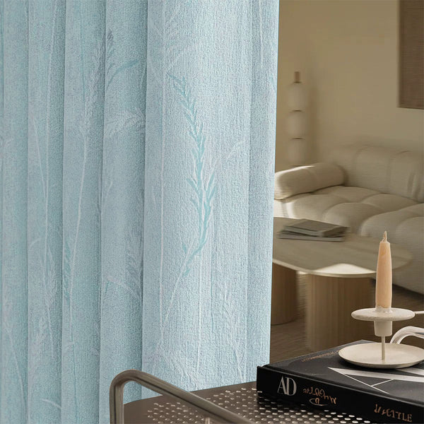 Draperie Creamy Velvet Floral Blackout 95% Baby Blue -cu Rejansa 10cm(1 Buc)