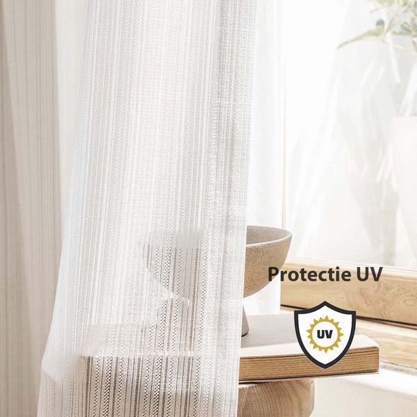 Perdea ivory Speciala Cu Protectie Uv Model Dungi-cu Rejansa 10cm( 1 Buc )