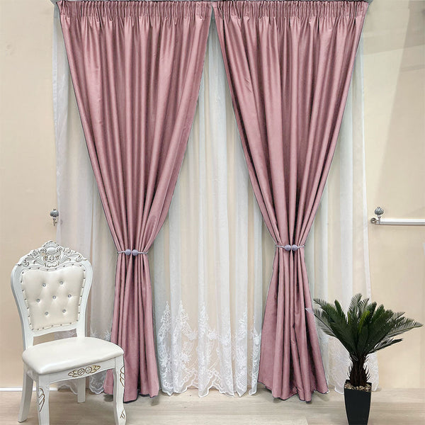 Draperie de Stofa Shine cu textura groasa 80% Blackout Roz - Prindere cu Rejansa (1 Bucata)