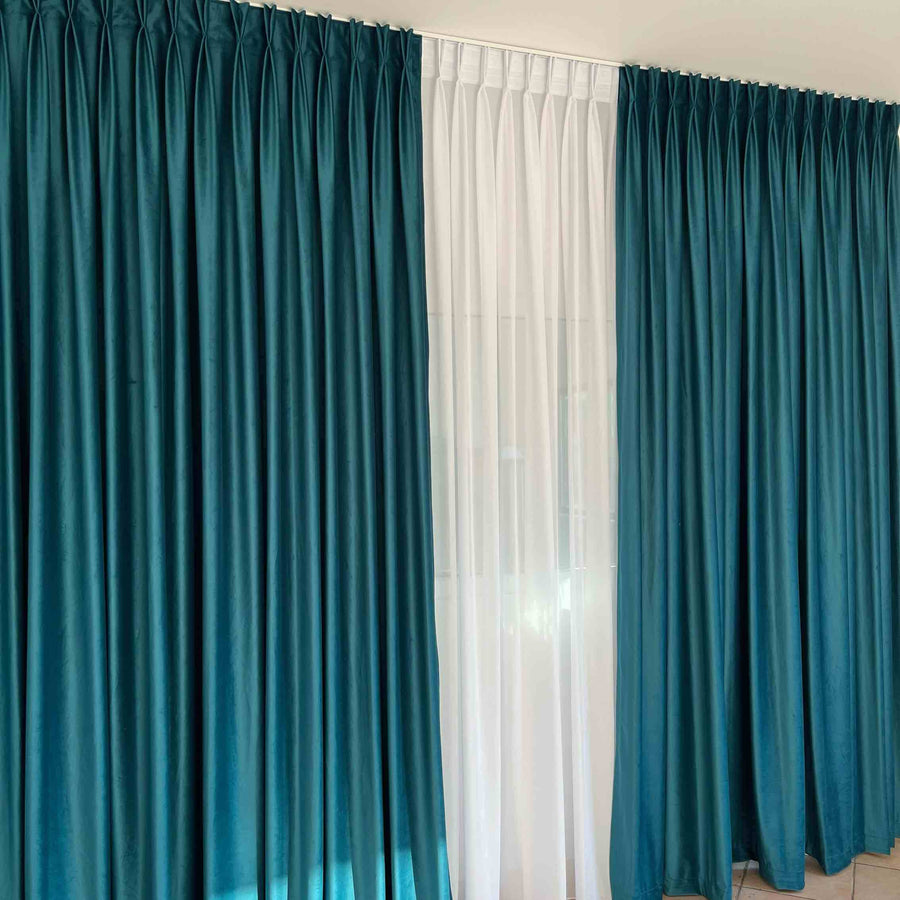 Draperie de Catifea Blackout 80% Turcoaz -cu Rejansa (1 Buc)