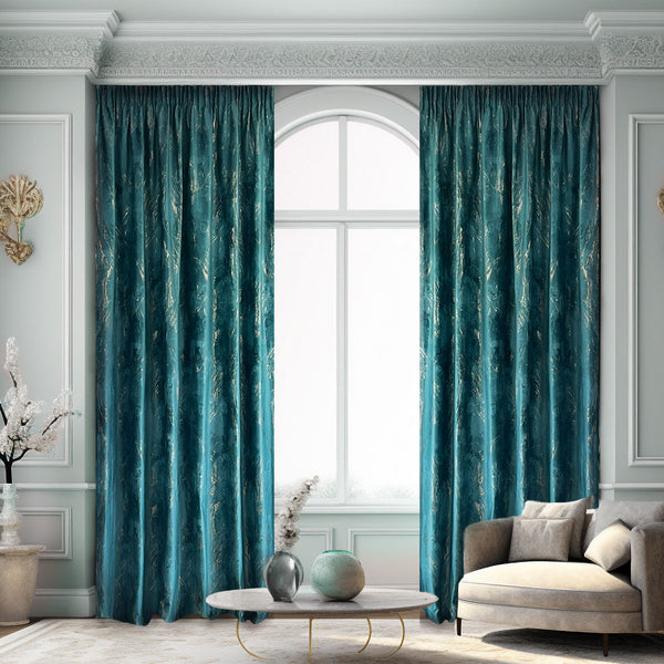 Draperie Luxury Velvet Blackout 80% Turcoaz -cu Rejansa 10cm(1 Bucata)