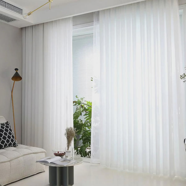 Perdea Premium din Matase Sintetica Alba -cu Rejansa 10cm(1 Buc)