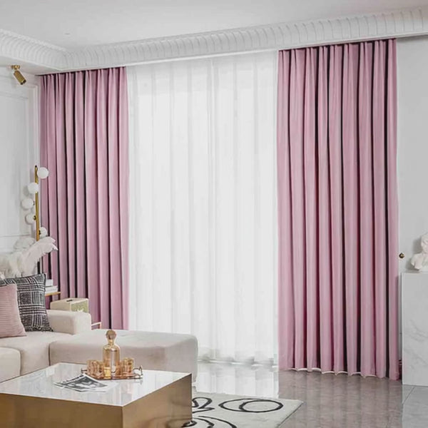 Draperie de Catifea Semi-opaca 70% Roz -cu Rejansa 10cm(1 Buc)