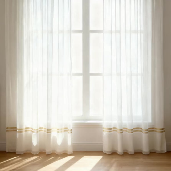 Perdea cu Model picături de apă brodata ivory - Prindere cu Rejansa (1 Bucata)